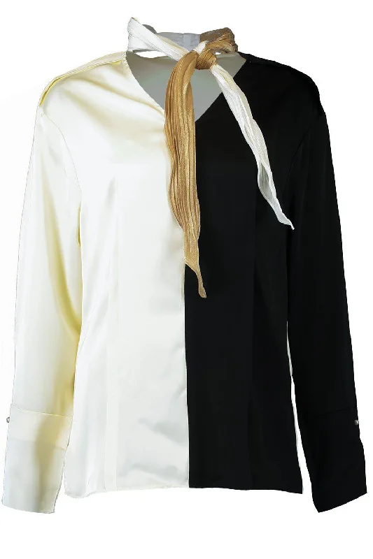 Weekend Savings Fiesta Tie Neck Colorblock Blouse