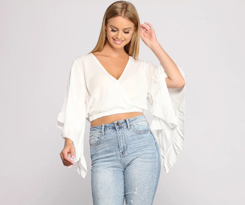 Weekend Discounts Worth Grabbing Bohemian Babe Cropped Ruffled Sleeve Top