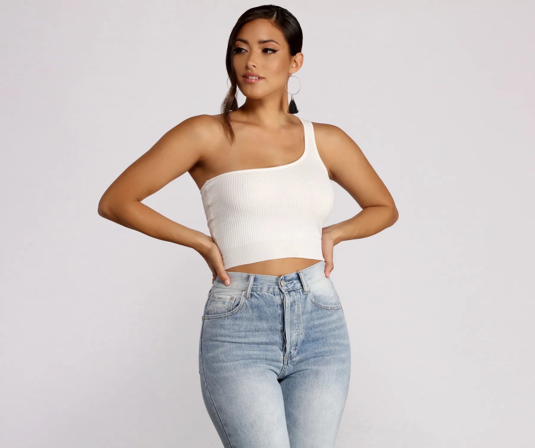 Steal Deal One Shoulder Wonder Crop Top