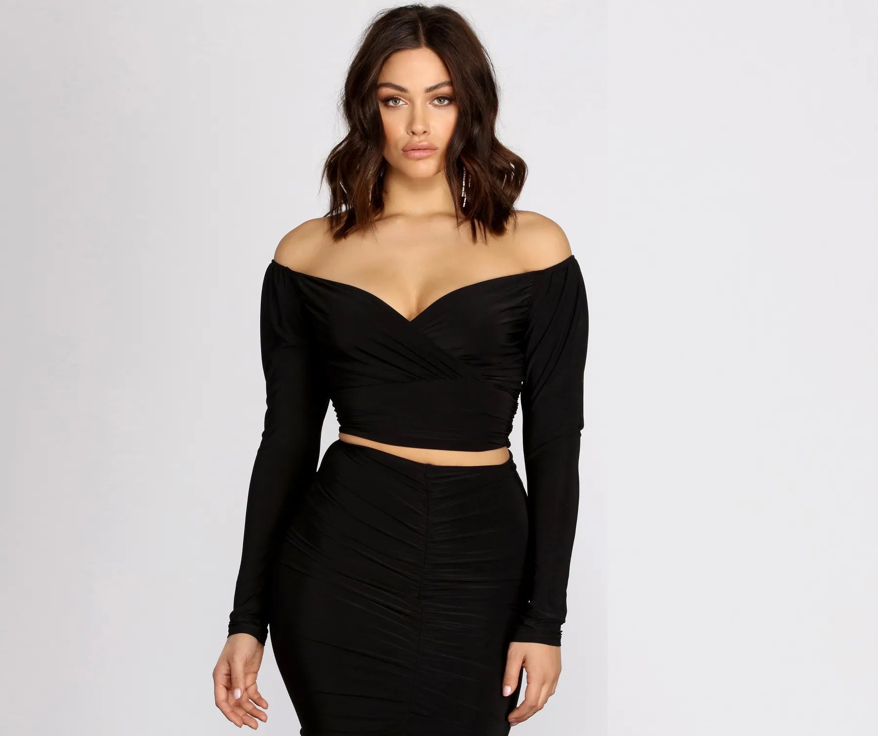 Hurry Up Be Mine Off Shoulder Crop Top