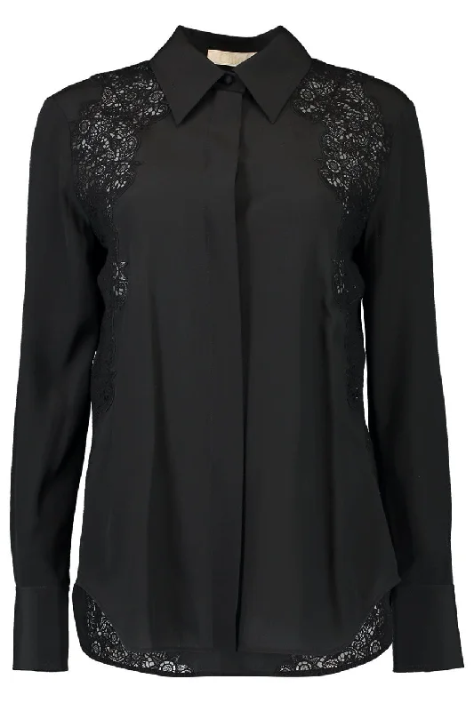 Weekend-Only Price Drops Long Sleeve Button Down Blouse - Black