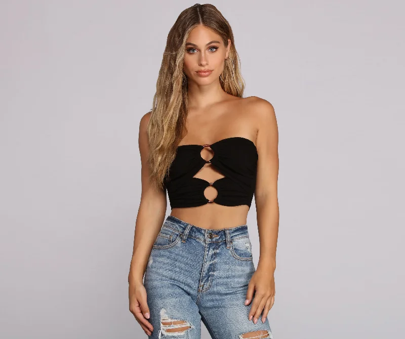 Hurry In Two Ring Ribbed Tube Top
