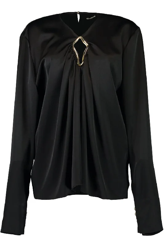 Cash Savings Metal Detail Draped Blouse