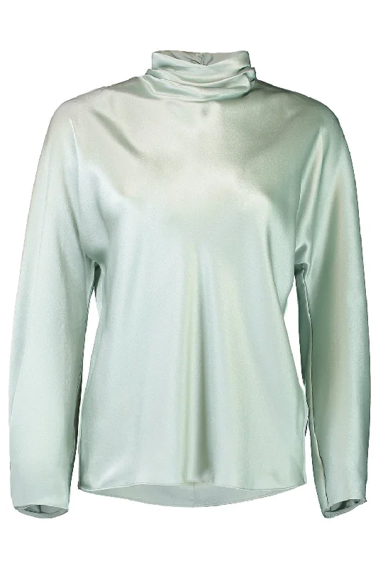 Weekend Bargains to Enjoy Draped Funnel Neck Blouse