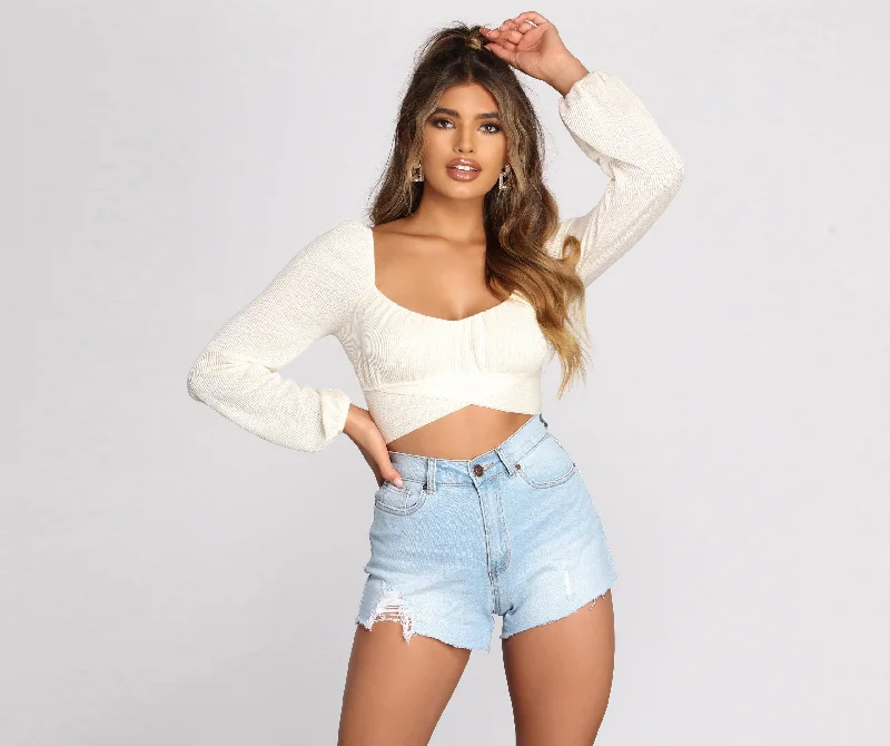 Bonus Offer Tied Up Cropped Knit Top