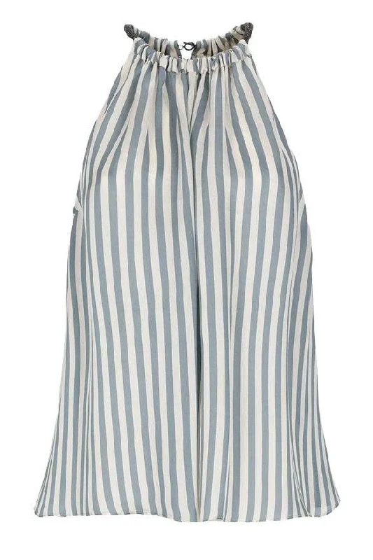 Overstock Sale Striped Monili Halter Top