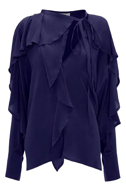 Weekend Bargains to Cherish Tie Ruffle Blouse - Violet