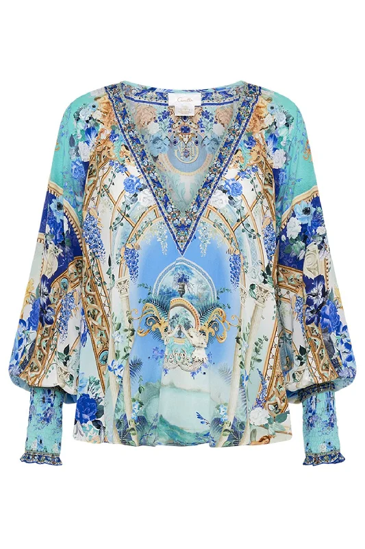 Mega Discount Shirred Cuff Blouse