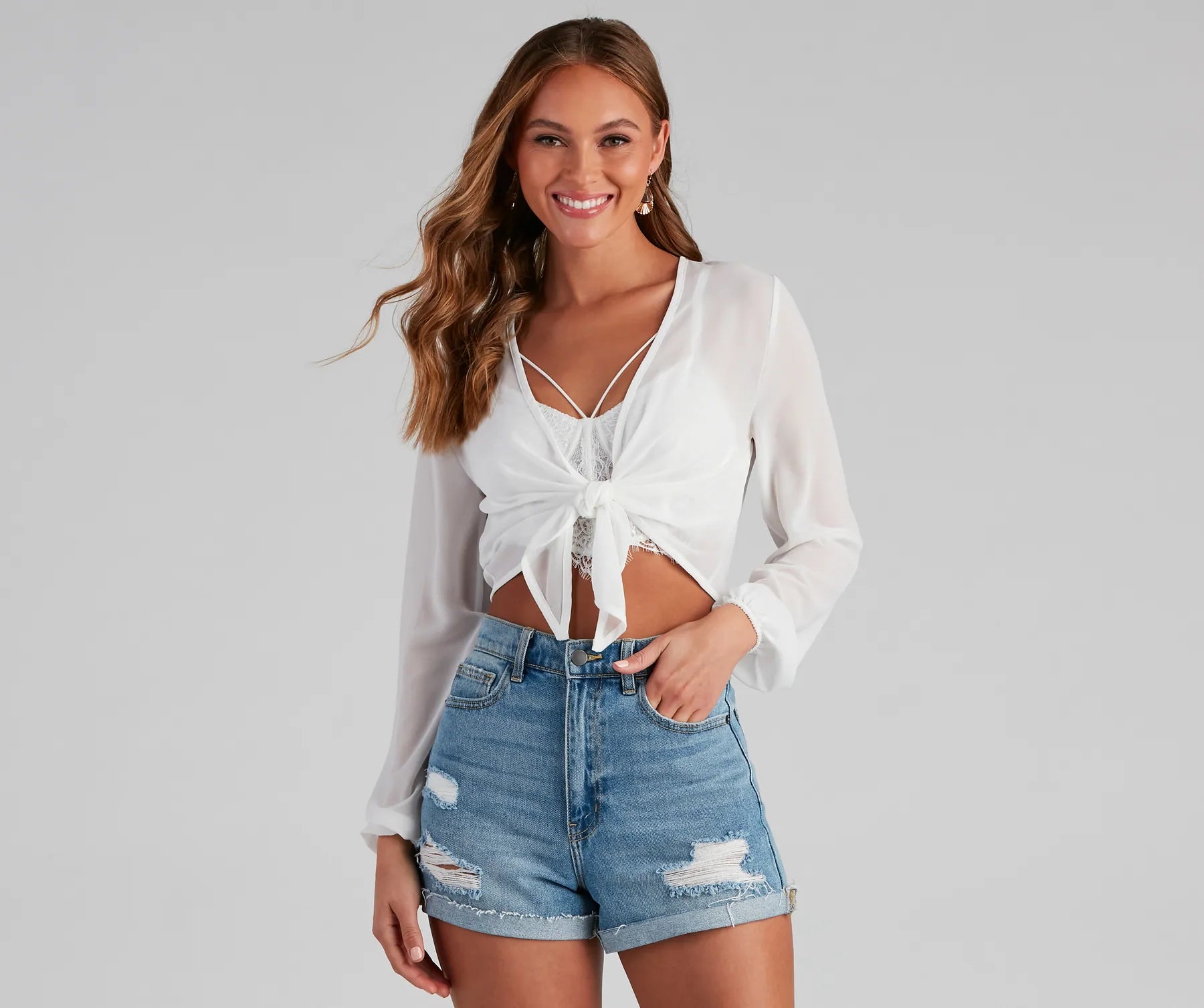 Weekend Deals to Make You Smile Chic Chiffon Tie-Front Top