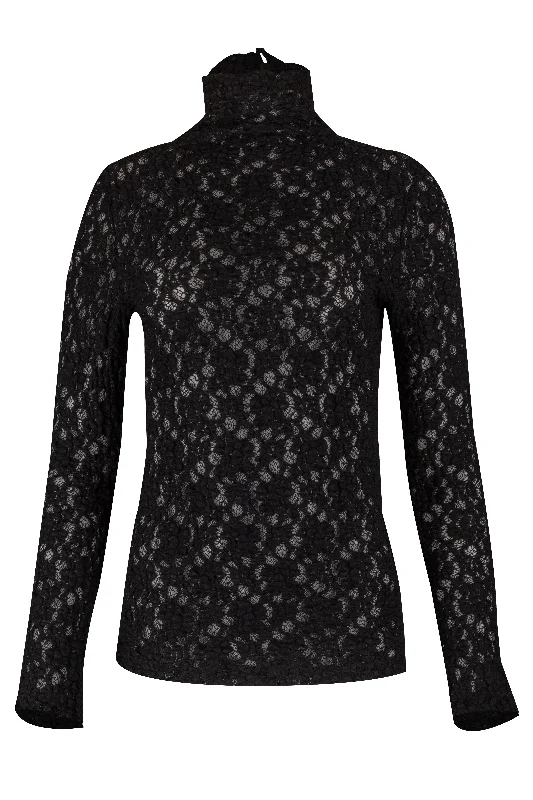 Weekend Savings Delight Mock Neck Smocked Lace Top