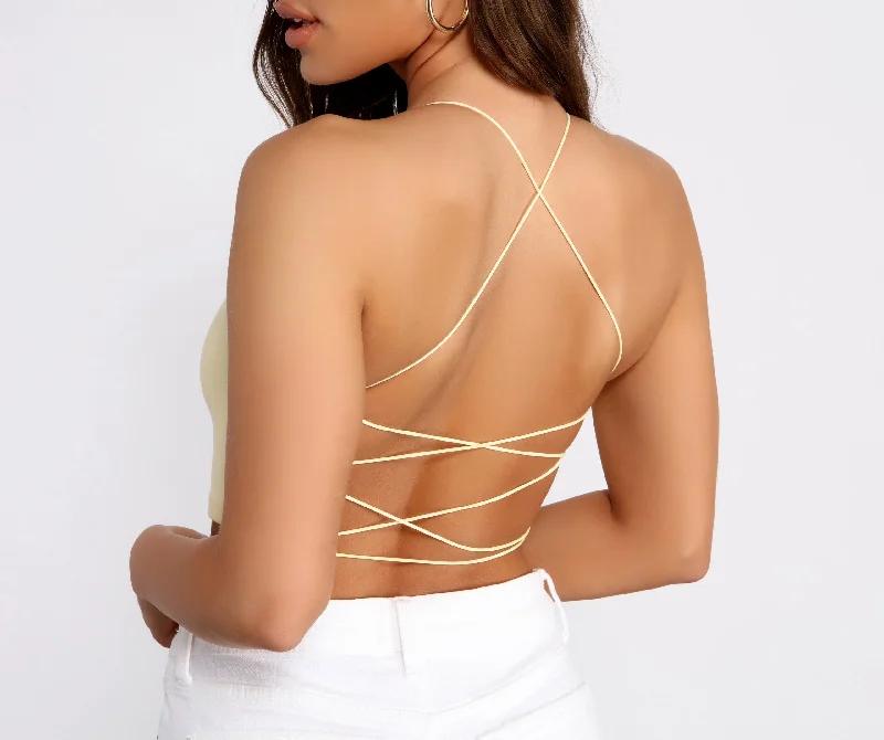 Steals and Deals Sassy Strappy Back Crop Top