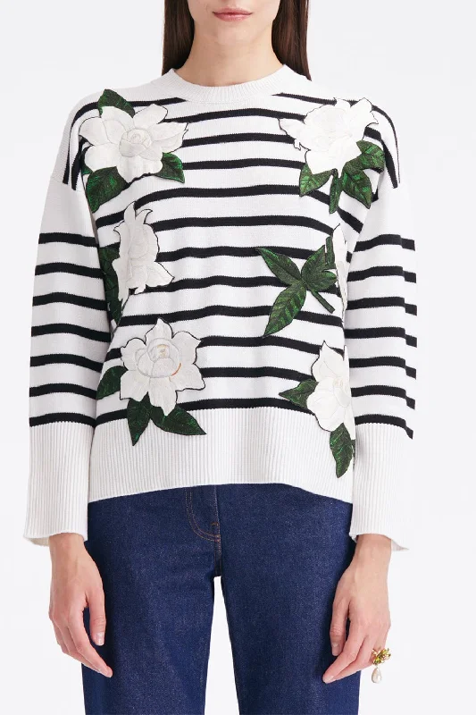 Weekend Bargains to Love Gardenia Striped Threadwork Jumper