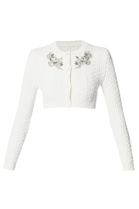Deal Alert Cropped Embroidered Cardigan