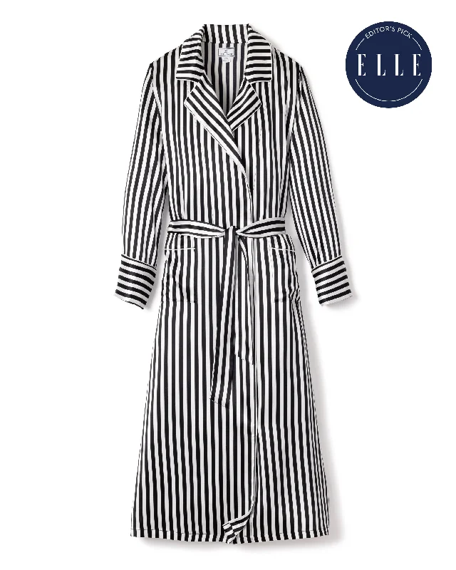 Weekend Deals to Make You Happy Women's Silk Long Robe in Bengal Stripe
