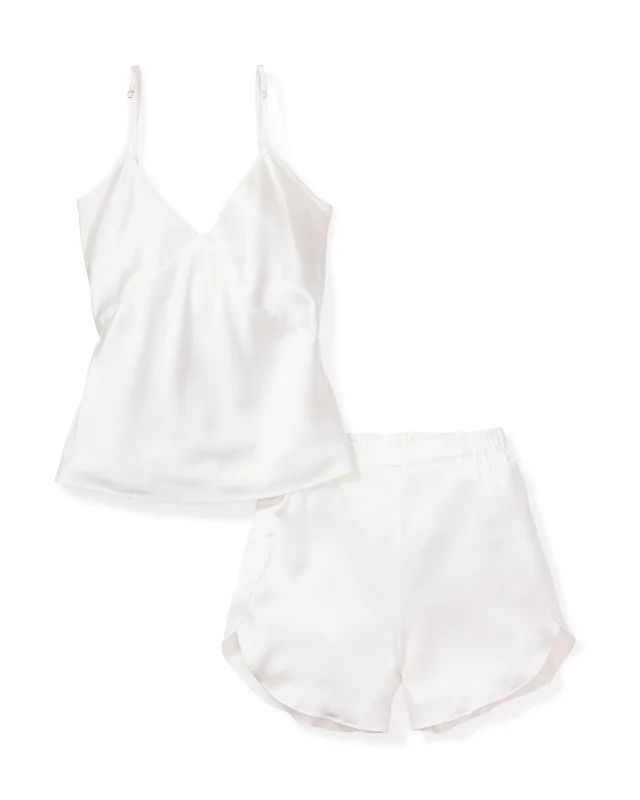 Big Savings Women's Silk Cami Short Set in White