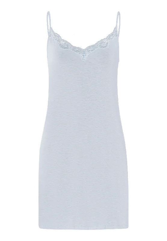 Huge Savings Natural Elegance Lace Trim V-Neck Chemise | Whispering Blue 74901-2503