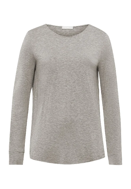 Top Pick Natural Elegance Relaxed Round Neck Top | Grey Melange 74948-958