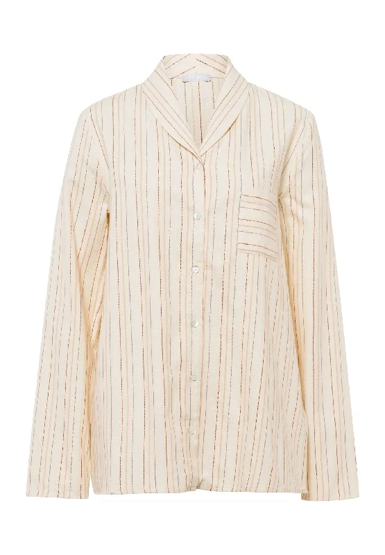 While Supplies Last Loungy Nights Cotton Shawl Collar Shirt | Multicolor Stripe 74967-2395
