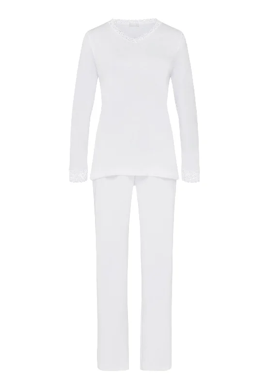 Weekend Savings Extravaganza Moments Lace Trim Cotton Pajama Set | White 77041-101
