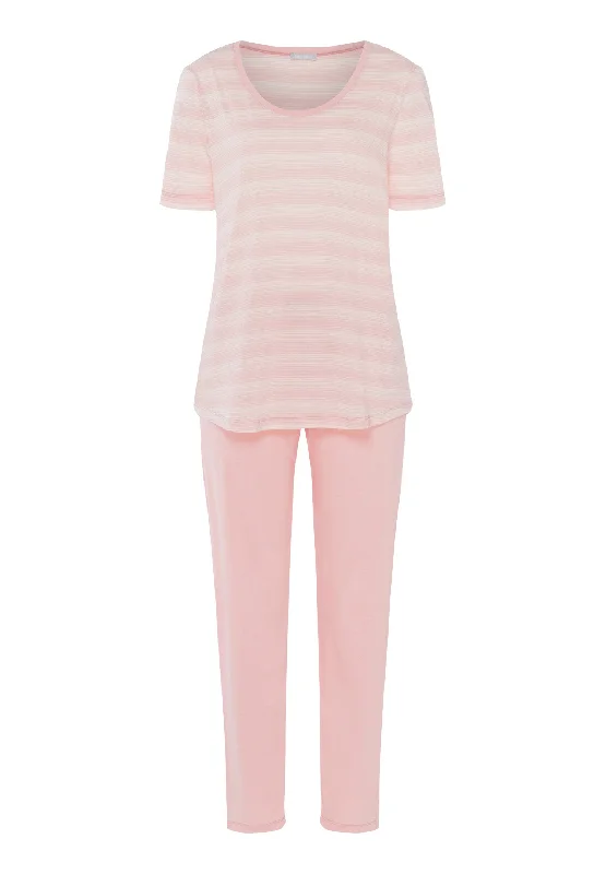 Mega Discount Laura Soft Cotton Modal Long Pajama Set | Coral Stripes 77145-2881