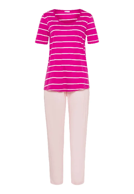 Half Price Laura Soft Cotton Modal Long Pajama Set | Berry Stripe 77145-2963