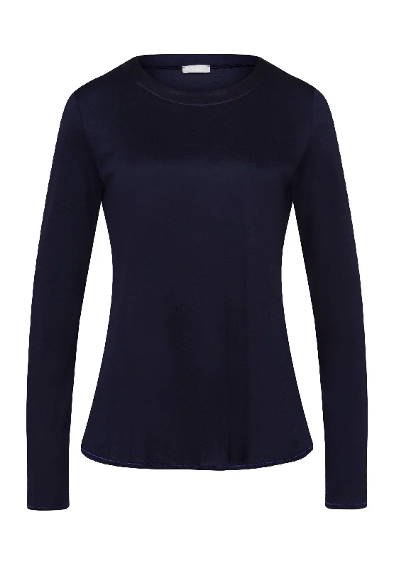Year-End Deals Grand Central Silk Trim Relaxed Top | Deep Navy 77381-1610