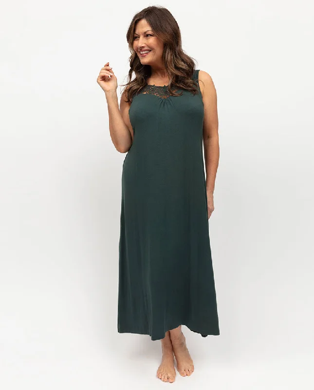 Weekend Wonders Await! Anne Womens Lace Detail Jersey Midi Nightdress