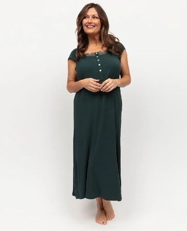 Hot Buy Anne Womens Lace Detail Jersey Short Sleeve Long Nightdress
