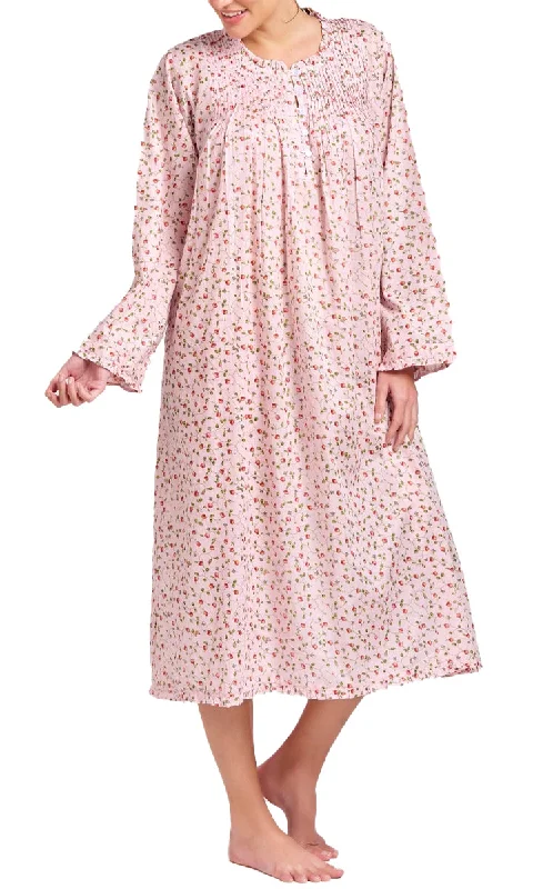 Exclusive Weekend Offers Inside Arabella 100% Cotton Nightgown with Long Sleeve in Rosebud Print MD-757i