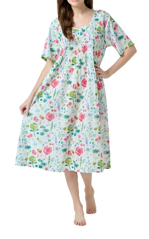 Weekend Savings Sensation Arabella Angelina 100% Cotton Nightgown with Short Sleeve in Fresh Multicolour  Floral Print MD-83A1
