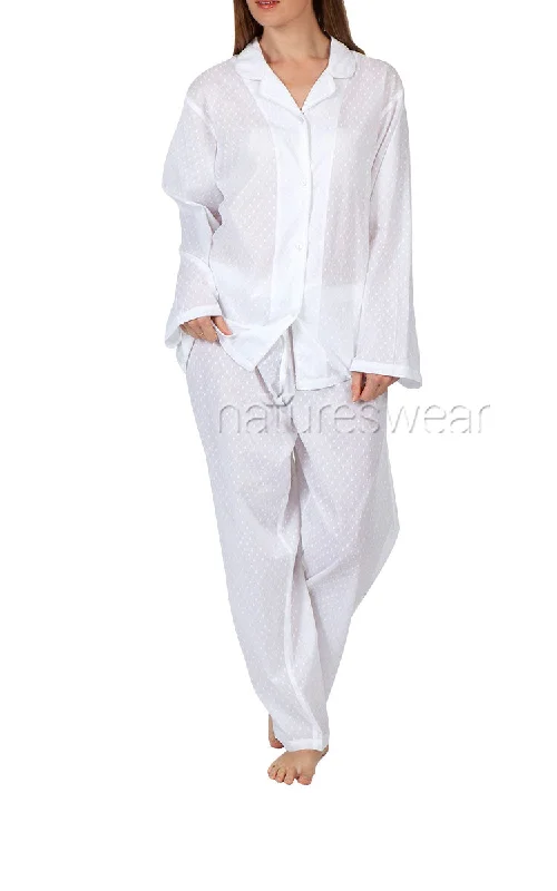 Take Advantage Arabella 100% Cotton Pyjama with Long Sleeve in White Hailspot MD-751HS Take Advantage Arabella 100% Cotton Pyjama with Long Sleeve in White Hailspot MD-751HS