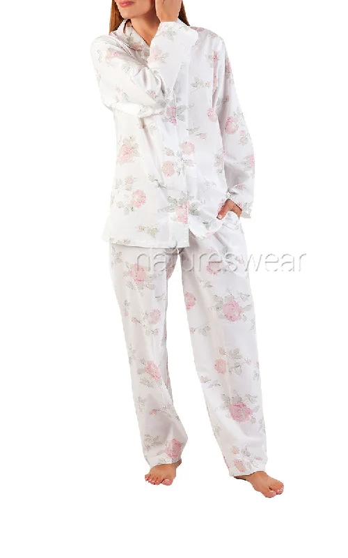 Super Deal Arabella 100% Cotton Pyjama with Long Sleeve in White and Rose Floral MD-751F1 REDUCED Super Deal Arabella 100% Cotton Pyjama with Long Sleeve in White and Rose Floral MD-751F1 REDUCED
