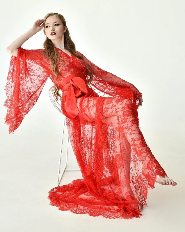 Crazy Savings Chantelle Long Lace Sexy Robe