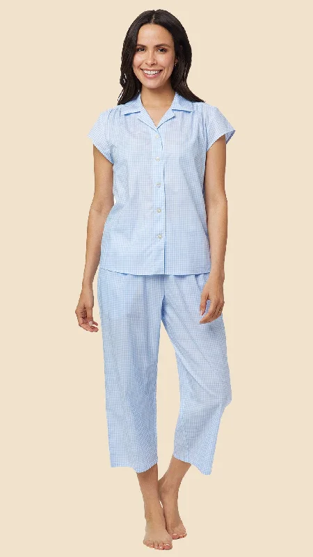 Price Drop Classic Gingham Luxe Pima Capri - Blue