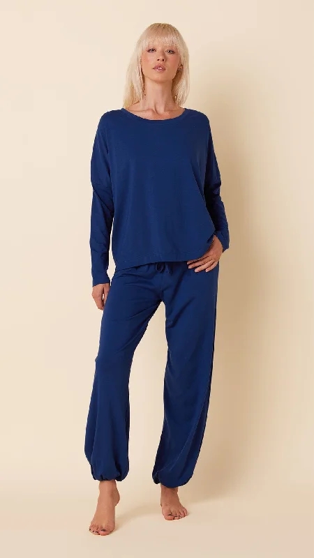 Weekend Specials to Love Classic Pima Knit Pullover Set - Marine Blue