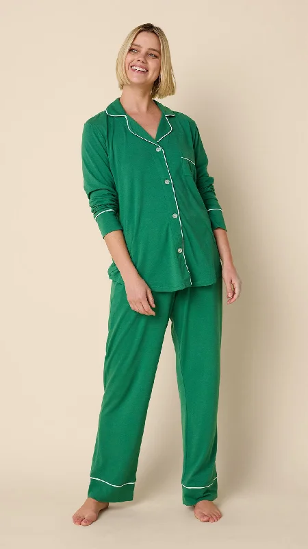 Stock Up Classic Pima Knit Long-Sleeved Pajama - Pine