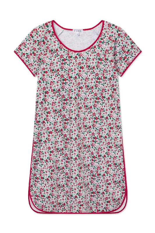 Special Price Pima Nightgown in Classic Red Elizabeth Floral