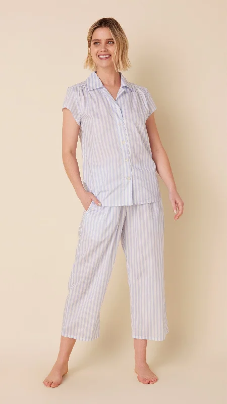 Super Sale Classic Stripe Luxe Pima Capri Set - Blue