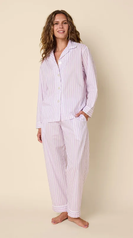 Extra Discount Classic Stripe Luxe Pima Long-Sleeved Pajama - Lavender