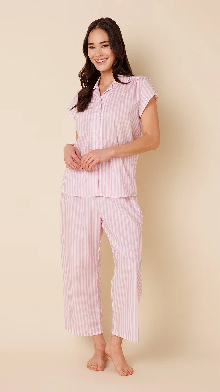 While Supplies Last Classic Stripe Luxe Pima Capri Set - Pink