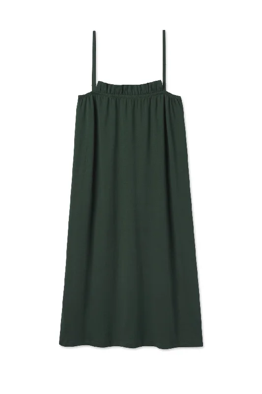 Bonus Offer Pima Ruffle Midi Nightgown in Conifer