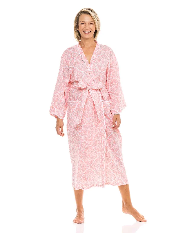 Cash Savings Coral Filigree Kimono Robe