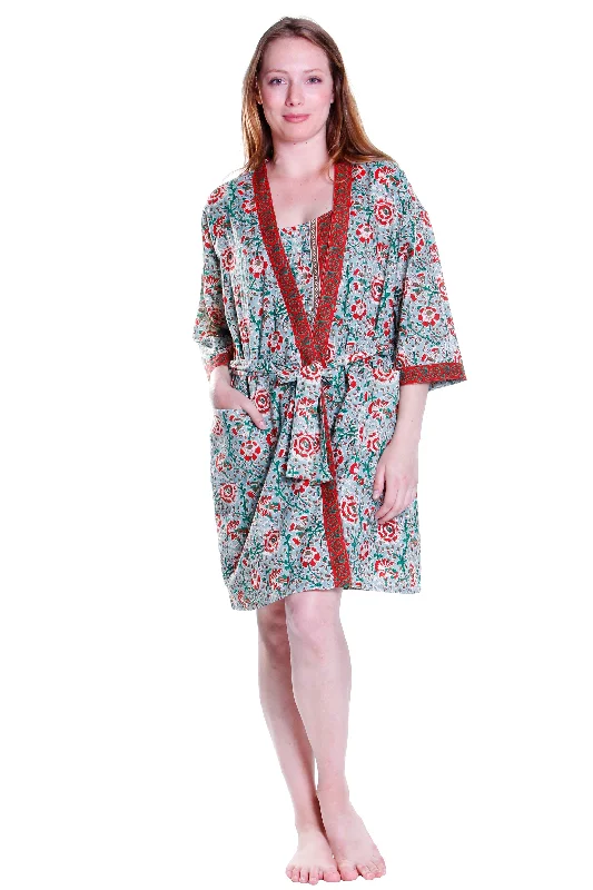 Can't Resist Cotton Celadon/Red Robe