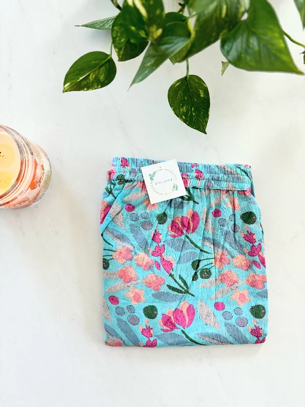 Extra Savings Cotton Pajama Pants Women - Floral Azure