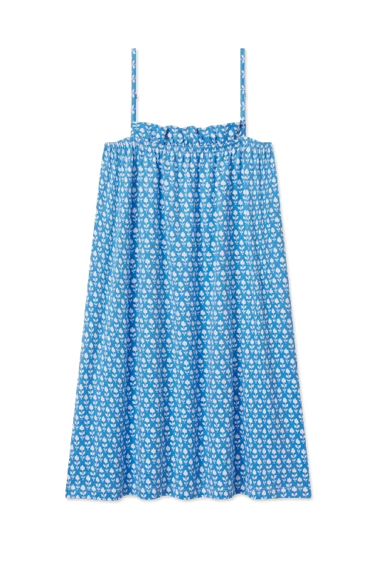 Great Deal Pima Ruffle Nightgown in Delphinium Inverse Bloom