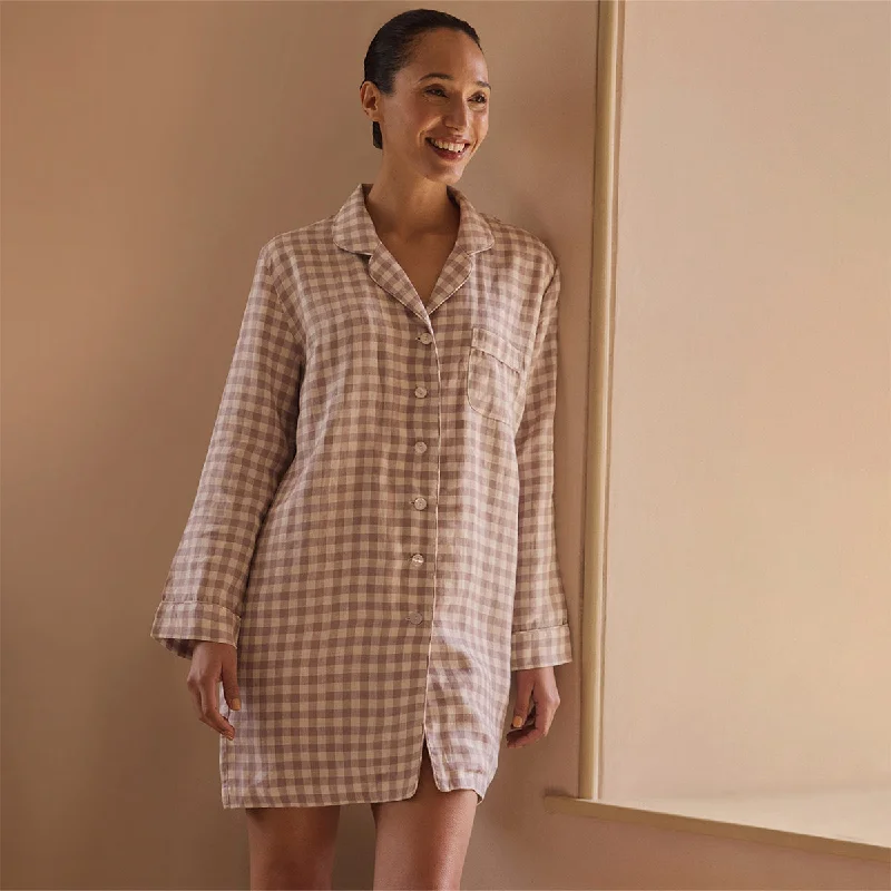 Weekend Deals to Brighten Your Day Elderberry Gingham Linen Night Shirt