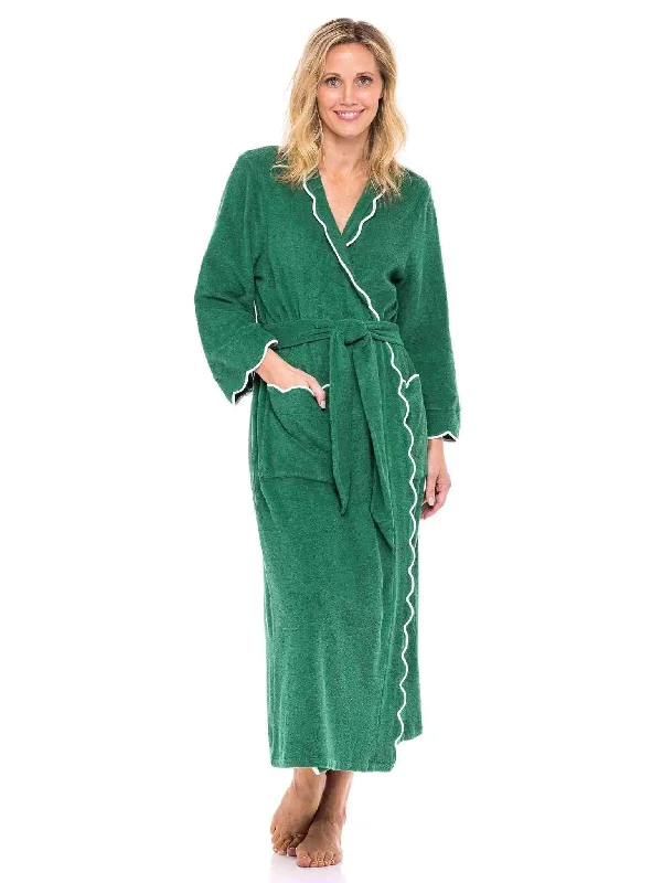 Unwind with Weekend Discounts Emerald Green French Terry Robe