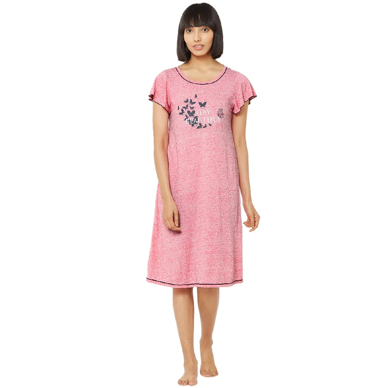 Lowest Rates Flared Sleeve Sleep Shirt with a Round Neckline-NT-62