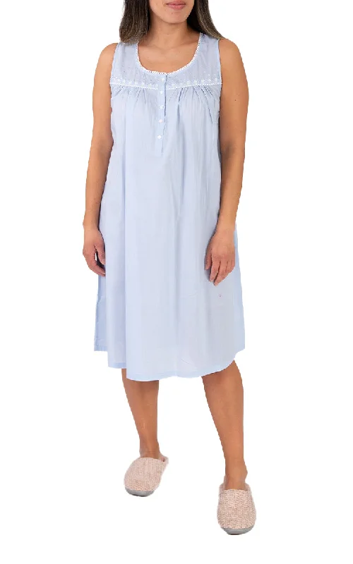Value Pack French Country 100% Cotton Nightgown Sleeveless in Blue FCT189 SALE