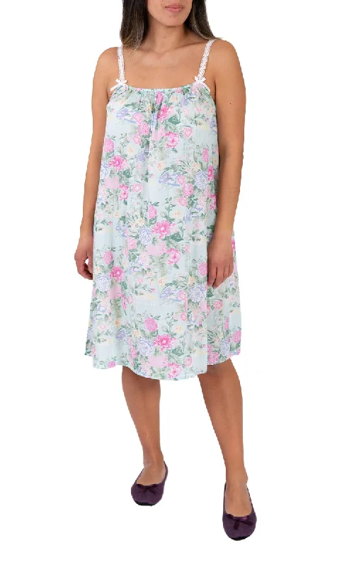 Big Deal French Country 100% Cotton Nightgown Sleeveless in Blue Floral FCT200V
